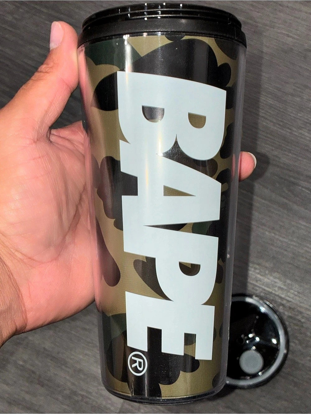 New BAPE Camo Travel Tumbler in Black & Green